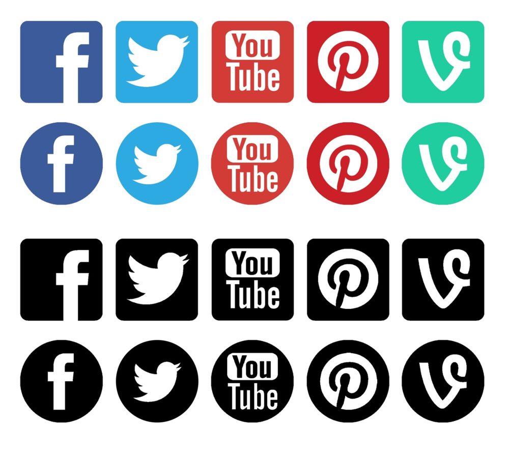 Stylish social media icons in vector. Direct download.. [0.6 MB]