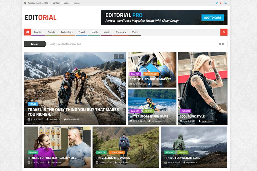 Editorial WordPress theme