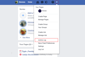 facebook activity log settings