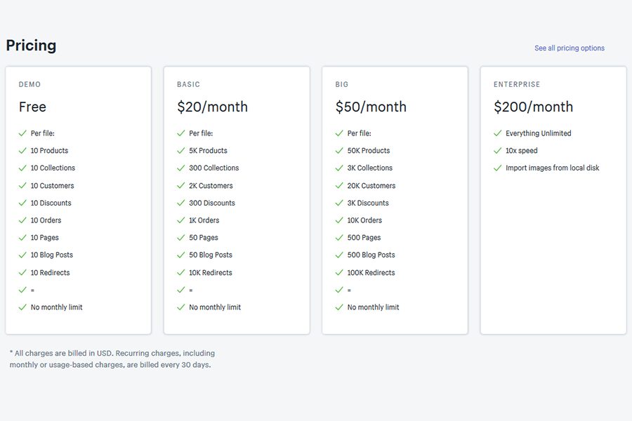 Excelify shopify pricing plans