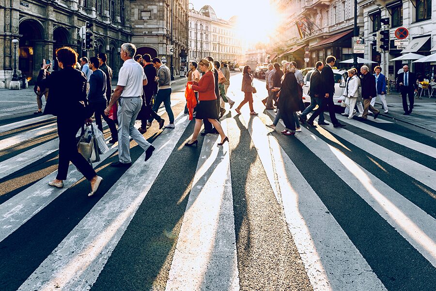 People Crossing the street