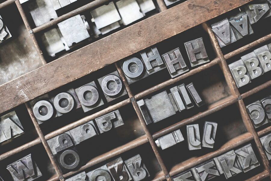 metal typeface for printing press