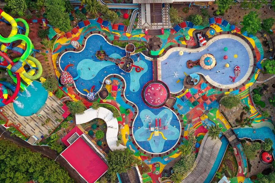 Aerial View of a Water Park