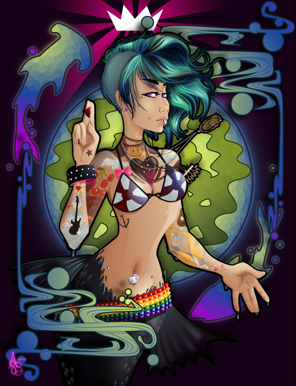 How to Create a Punk Nouveau Mermaid in Adobe Illustrator, tutorial by Asher Benson